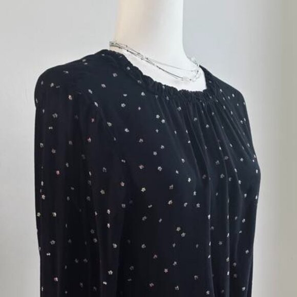 Cloth & Stone for Anthropologie Black Floral Blouse With Smocked Sleeves – US M - Picture 1 of 7